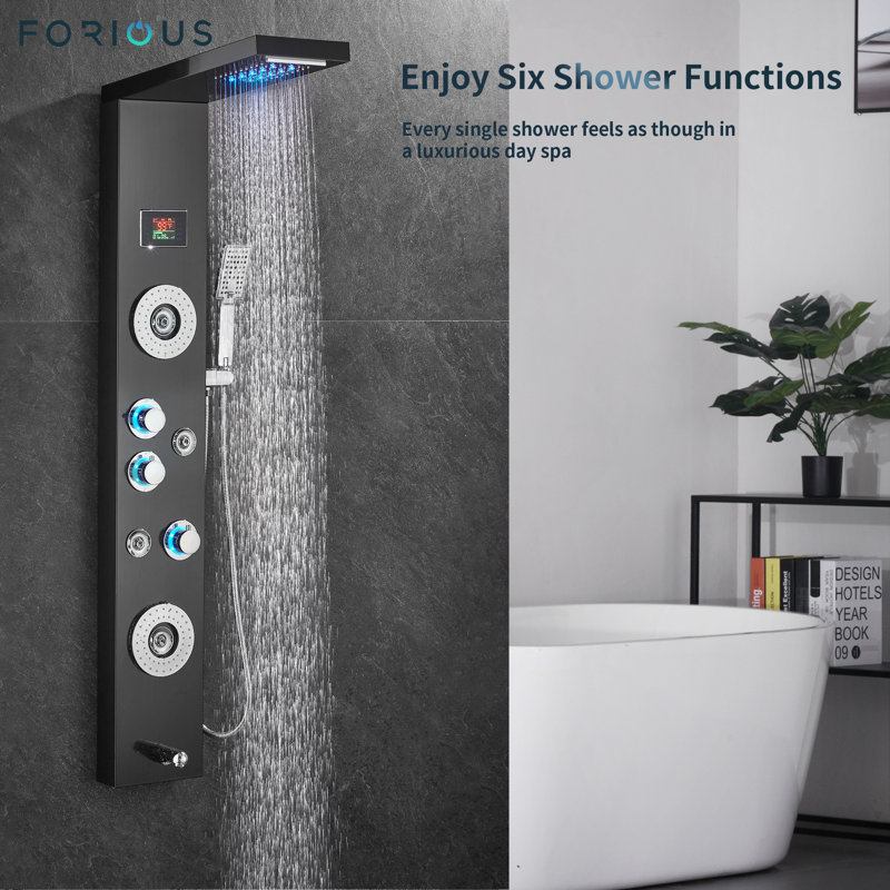 FORIOUS Led 55" Shower Panel With Fixed Shower Head & Reviews Wayfair